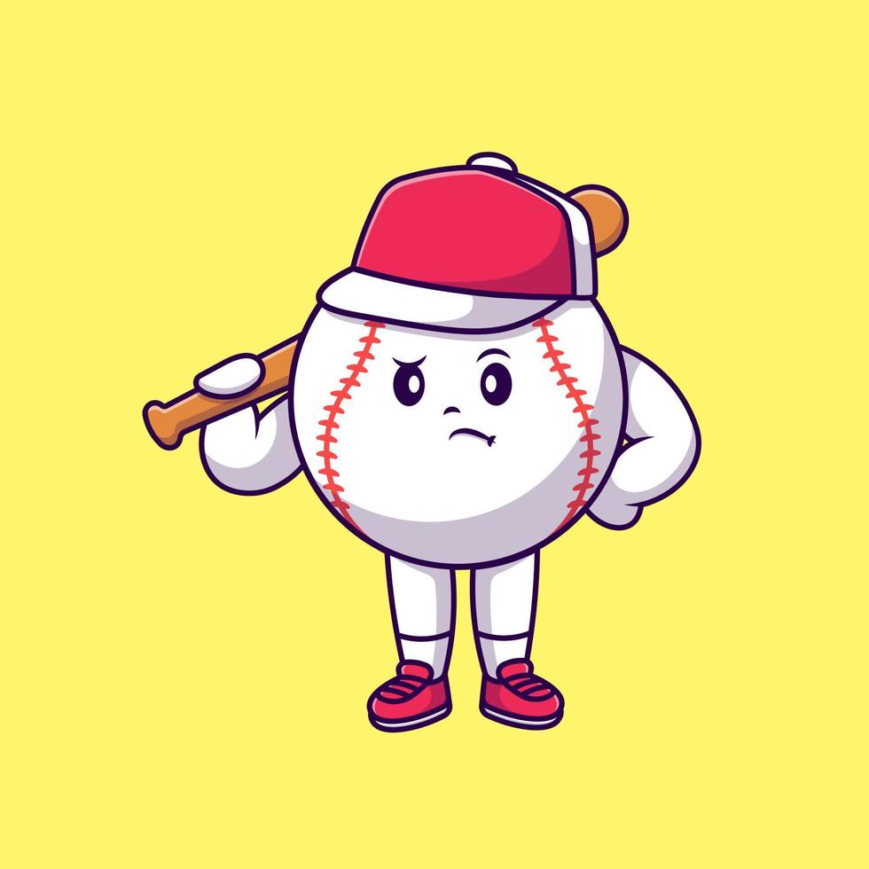 carino baseball Tenere bastone cartone animato vettore icone illustrazione. piatto cartone animato concetto. adatto per qualunque creativo progetto.