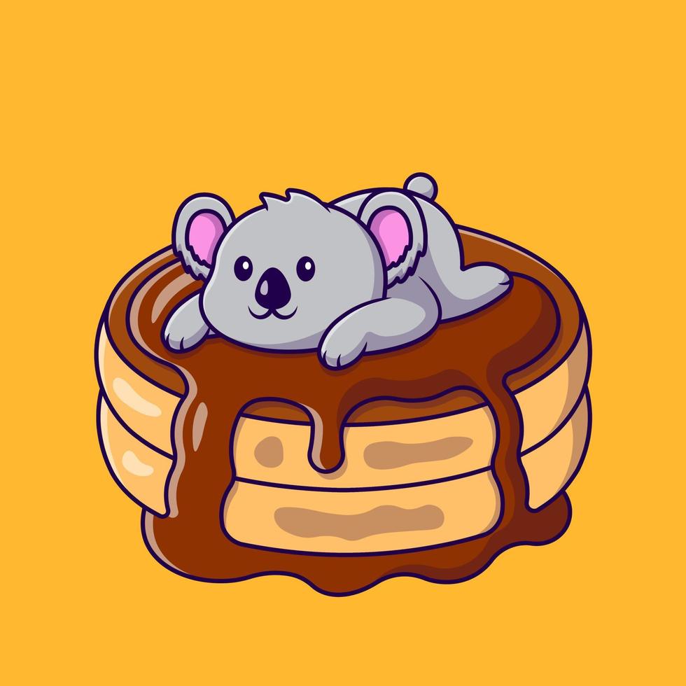 carino koala dire bugie su pancake cartone animato vettore icone illustrazione. piatto cartone animato concetto. adatto per qualunque creativo progetto.