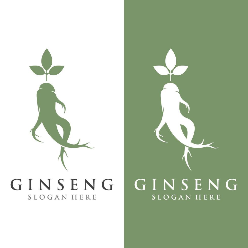 logo design di naturale ginseng erba pianta e foglie.logo per attività commerciale, erbaceo, floreale. vettore