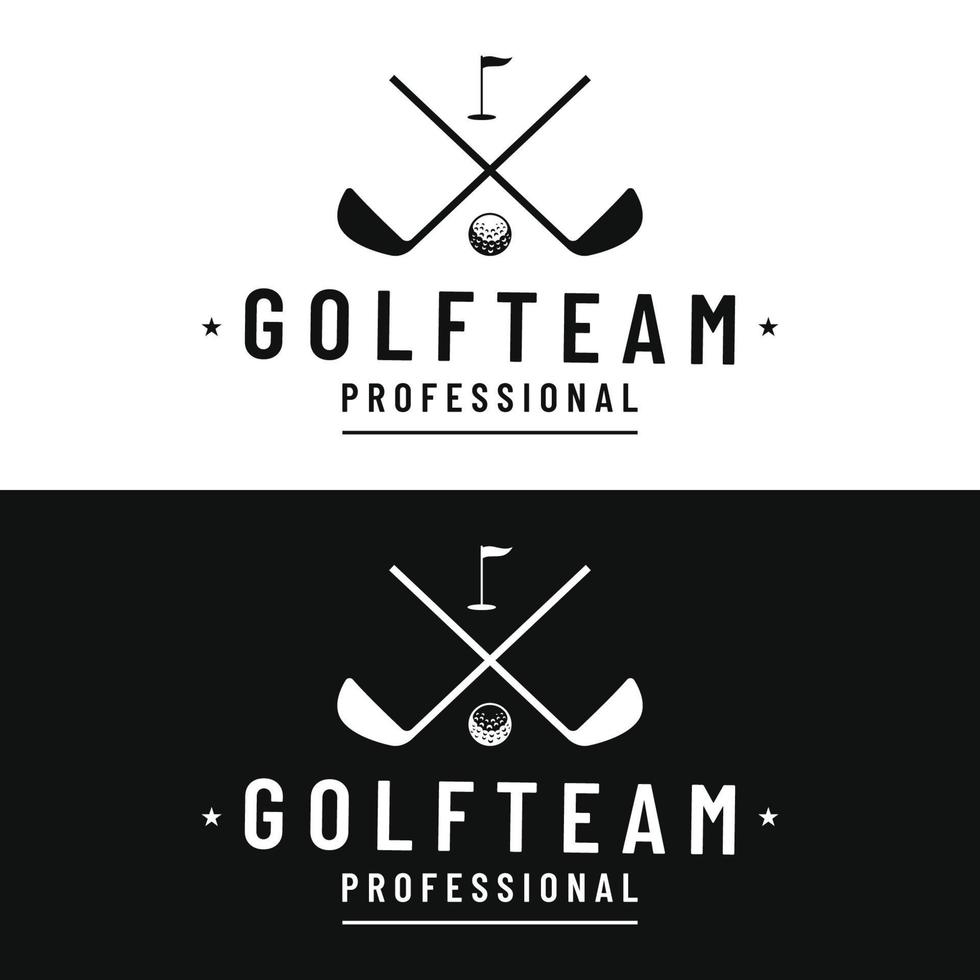 golf palla e golf club logo design. logo per professionale golf squadra, golf club, torneo, attività commerciale, evento. vettore
