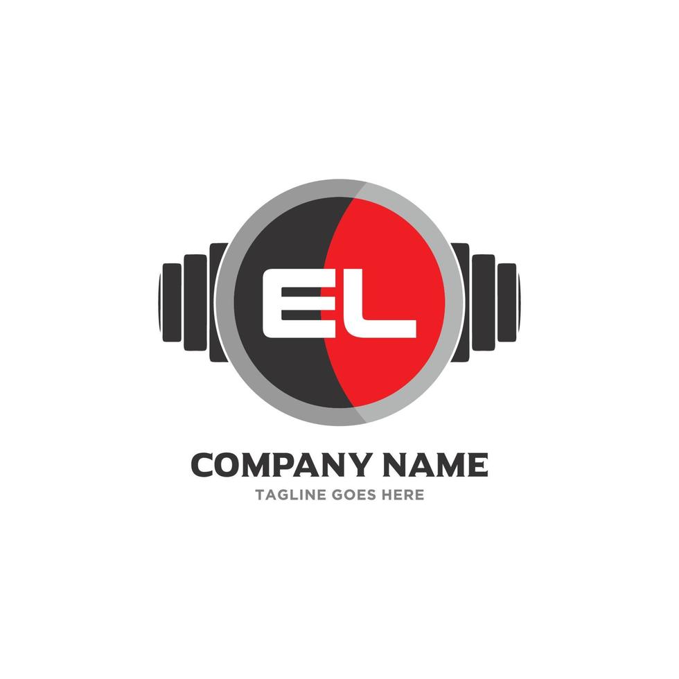 EL lettera logo design icona fitness e musica vettore simbolo.