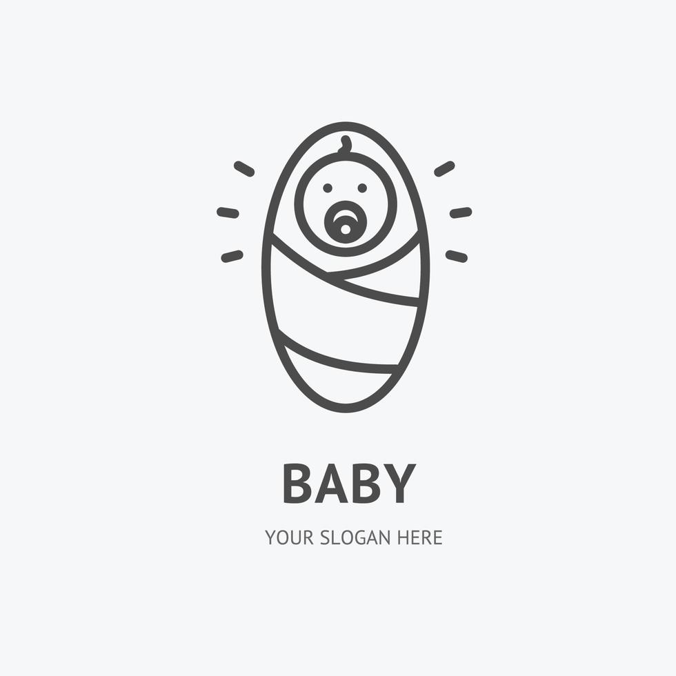 neonato bambino avvolto nel coperta cartello magro linea icona emblema concetto. vettore