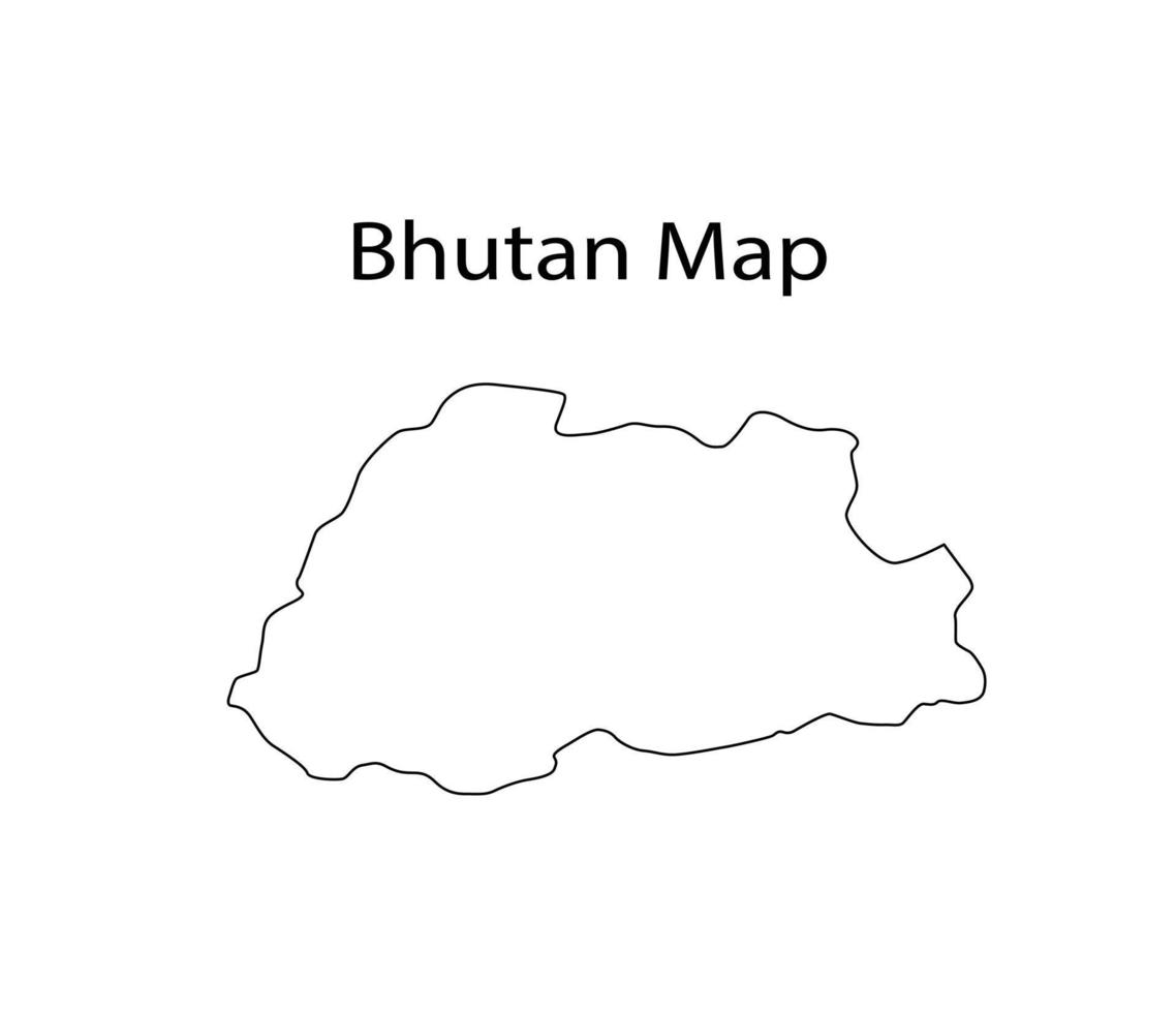 bhutan carta geografica linea arte vettore illustrazione