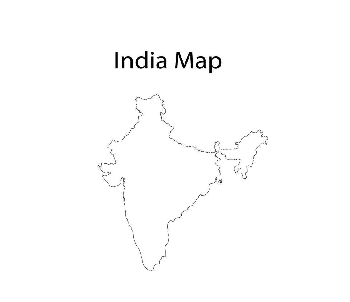 India carta geografica linea arte vettore illustrazione