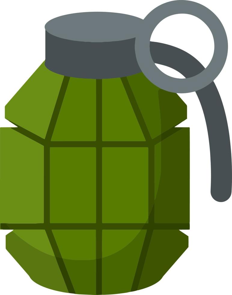vettore verde bomba. granata icona. Armi e bomba. soldato attrezzatura e munizioni. elemento di moderno guerra. cartone animato piatto illustrazione.