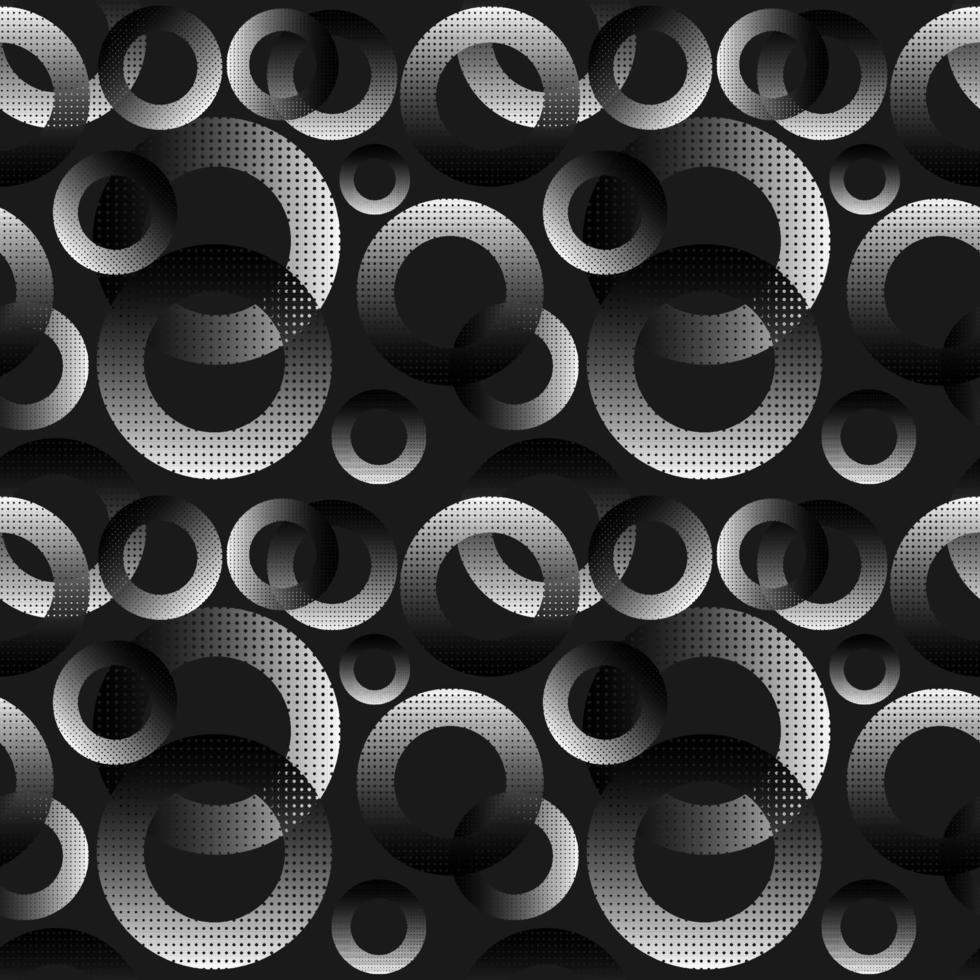 astratto geometrico linea senza soluzione di continuità modello grafico strisce cerchio ciclo continuo squillare sfondo. moderno nero e bianca design per tessile, sfondo, vestiario, sfondo, piastrella pavimento, avvolgere, tessuto. vettore
