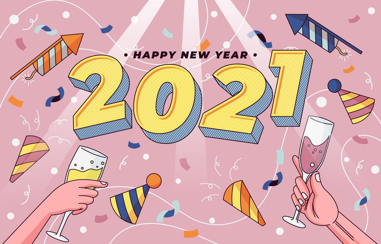 2021 capodanno pop art vettore