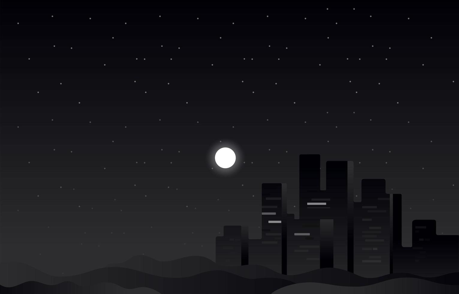 sfondo skyline di città di notte drammatica vettore