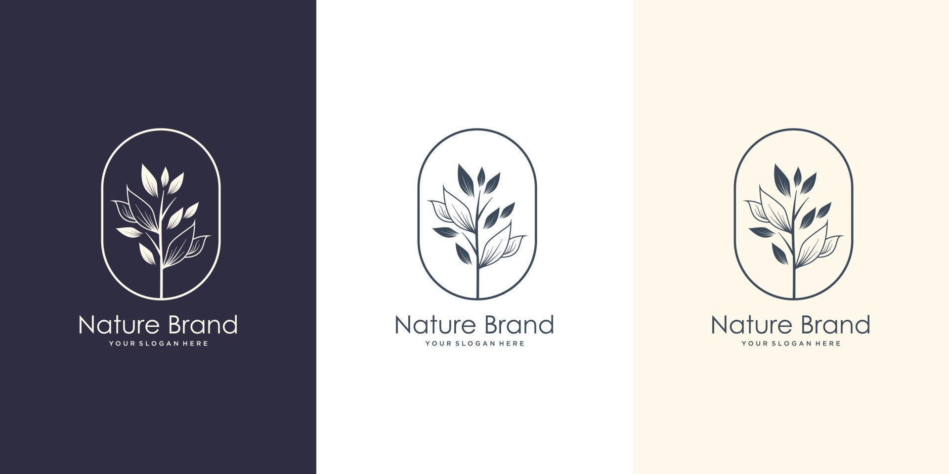 mano disegnato femminile natura marca. logo per terme salone, pelle , bellezza, boutique, naturale, foglia, albero e cosmetico . premio vettore