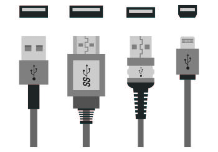 Set di icone di porte USB vettore