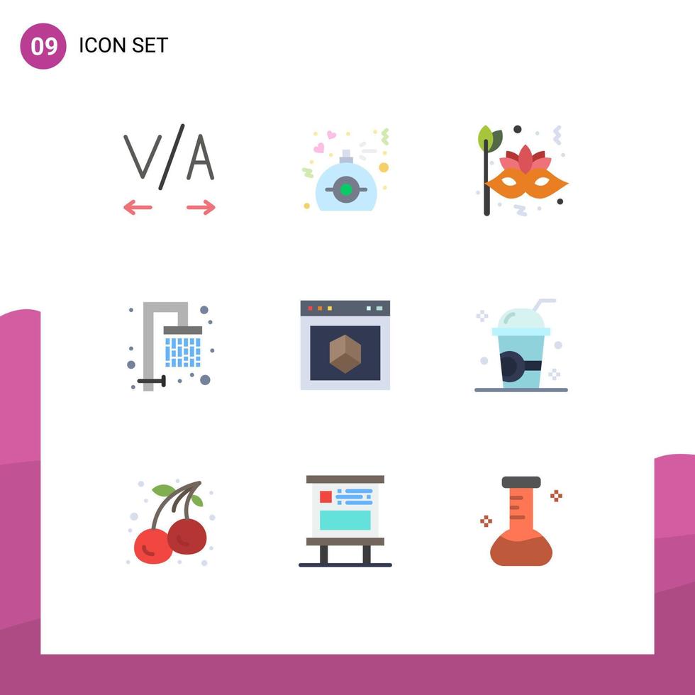 impostato di 9 commerciale piatto colori imballare per Internet del browser carnevale applicazione acqua modificabile vettore design elementi