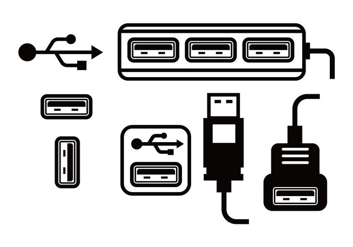 Set vettoriale porta USB