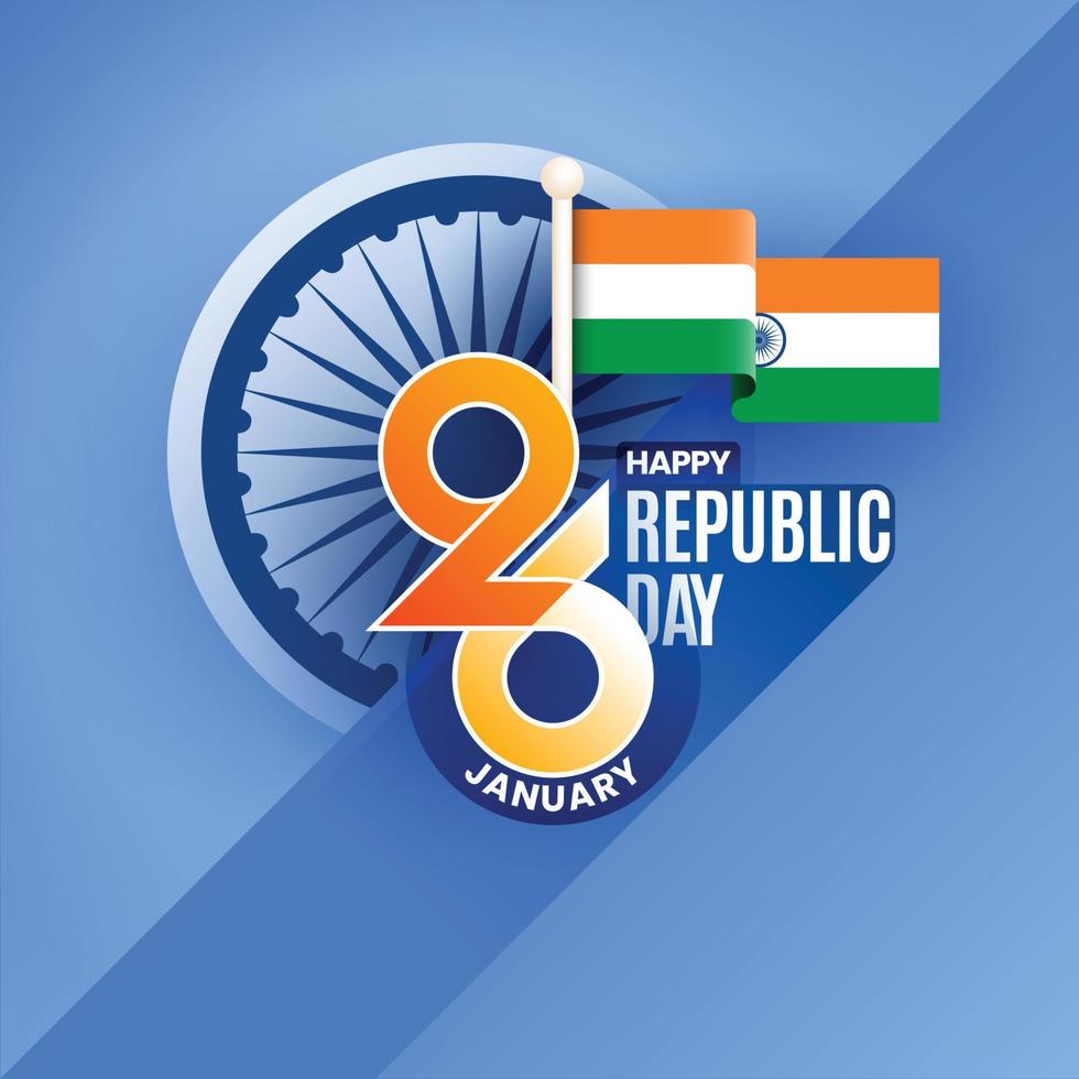 26 gennaio India contento repubblica giorno sfondo o inviare bandiera vettore