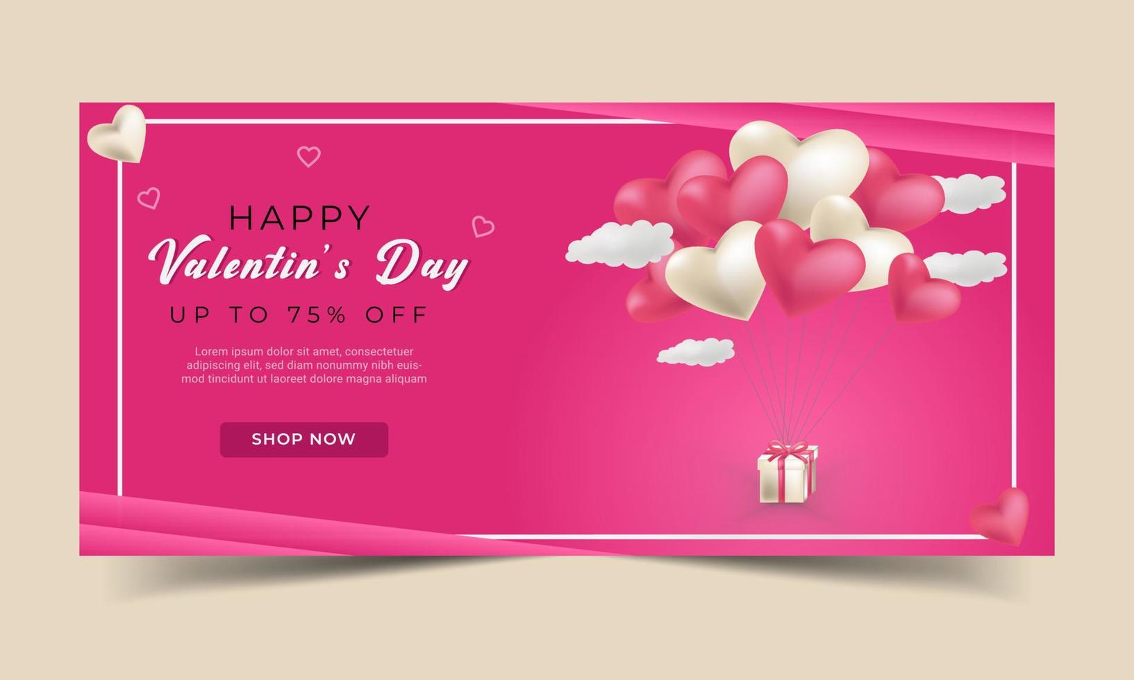 contento San Valentino giorno vendita ragnatela bandiera con di stagione sconto offrire vettore