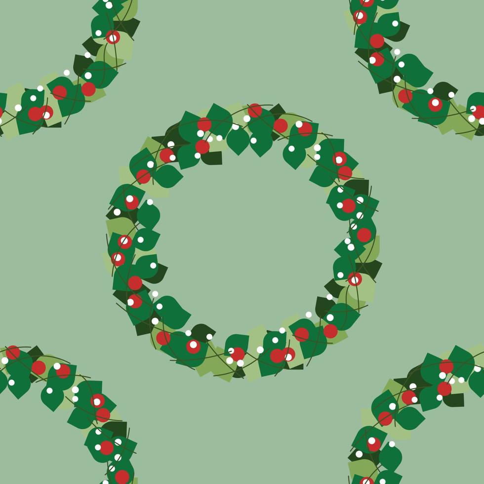 verde carta con Natale ghirlanda e arco. senza soluzione di continuità vettore