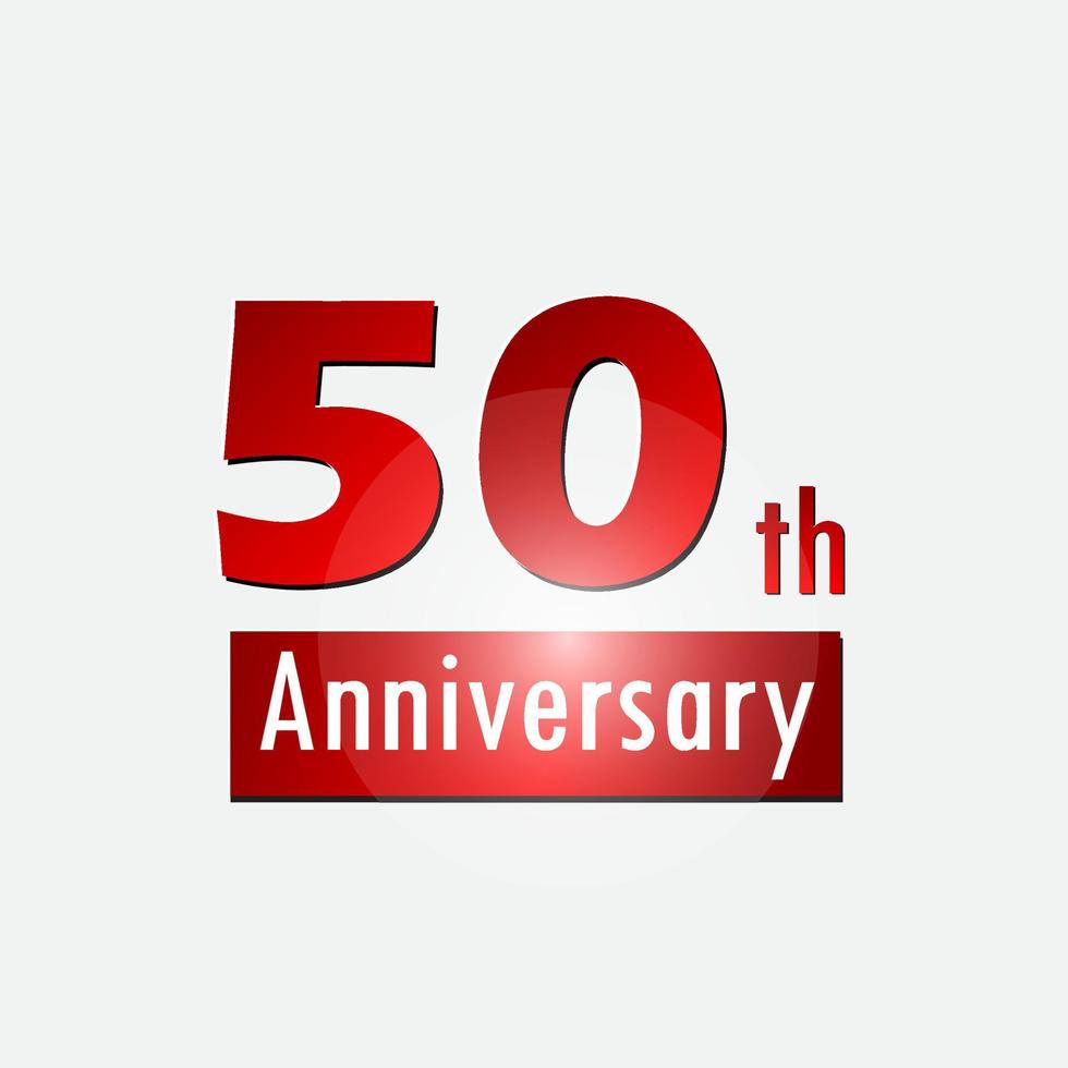 rosso 50 ° anno anniversario celebrazione semplice logo bianca sfondo vettore