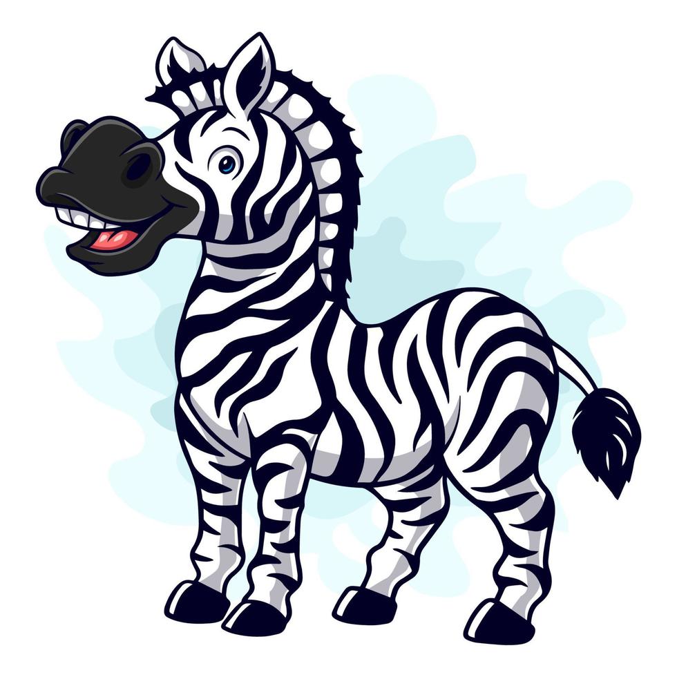 cartone animato divertente zebra isolato su bianca sfondo vettore