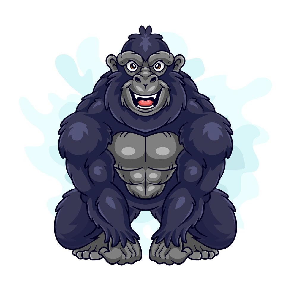 cartone animato divertente gorilla isolato su bianca sfondo vettore