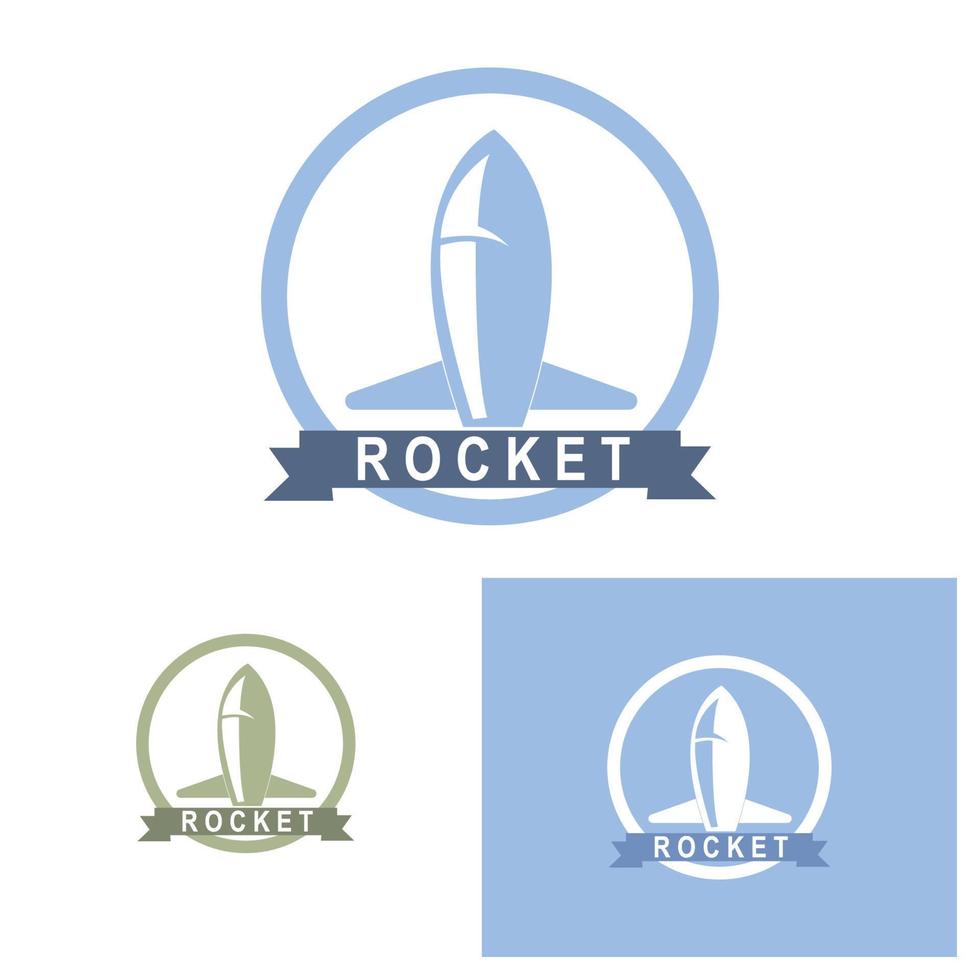 design del logo del razzo, veicolo per l'esplorazione spaziale vettore