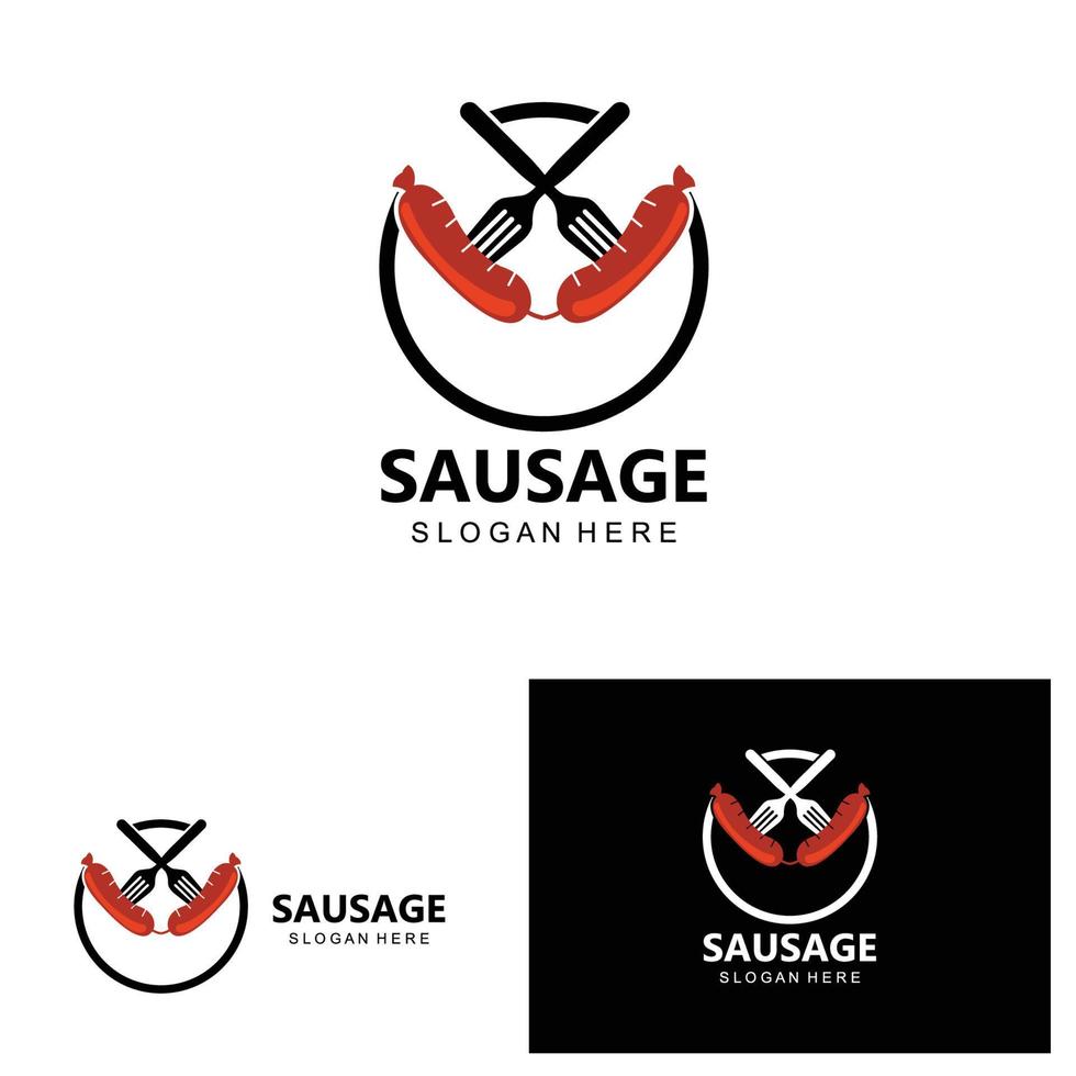 salsiccia logo, moderno cibo vettore, design per griglia cibo Marche, barbecue, salsiccia negozio, hot dog vettore