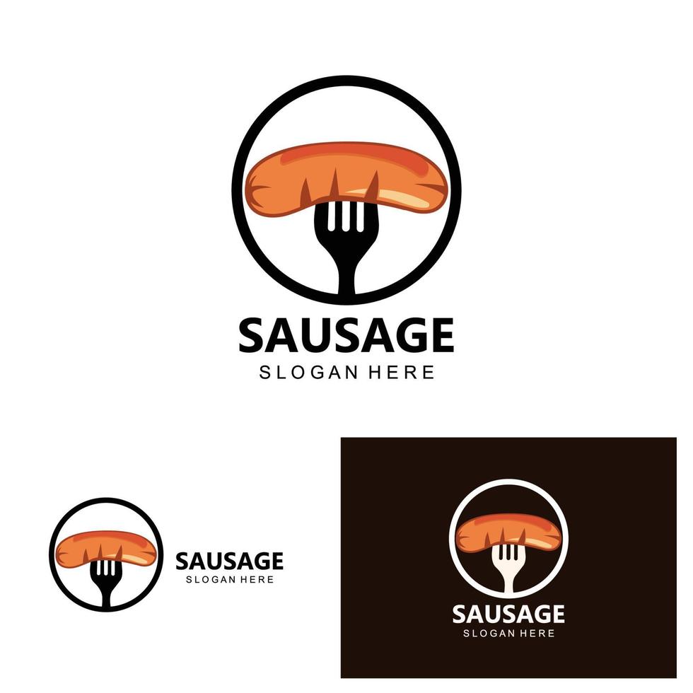 salsiccia logo, moderno cibo vettore, design per griglia cibo Marche, barbecue, salsiccia negozio, hot dog vettore