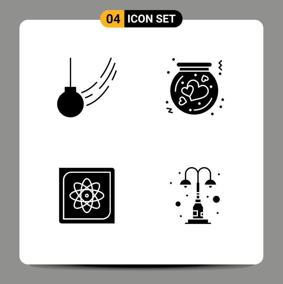 utente interfaccia imballare di 4 di base solido glifi di pendolo parsimonia palla borraccia calcolo modificabile vettore design elementi