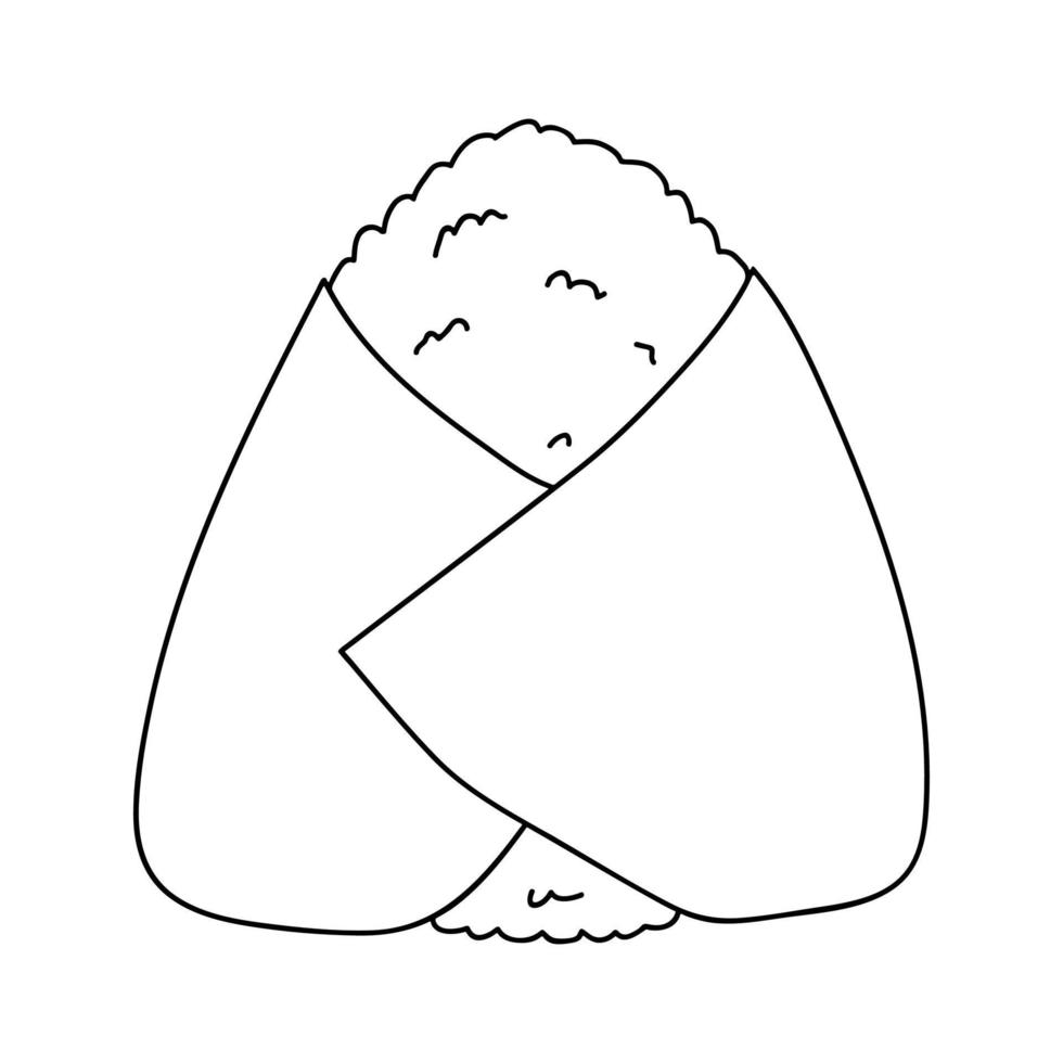 mano disegnato onigiri clipart. giapponese veloce cibo fatto di Riso. riso palla nel nemmeno io alga marina vettore