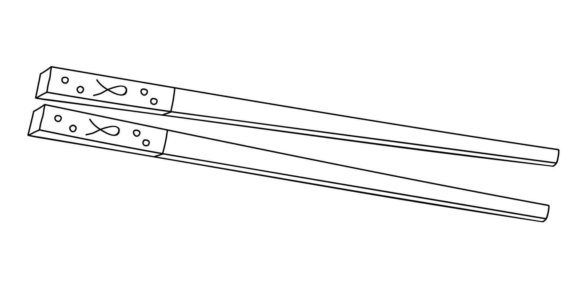 mano disegnato di legno bacchette per mangiare Sushi, mare cibo, giapponese e Cinese cibo vettore