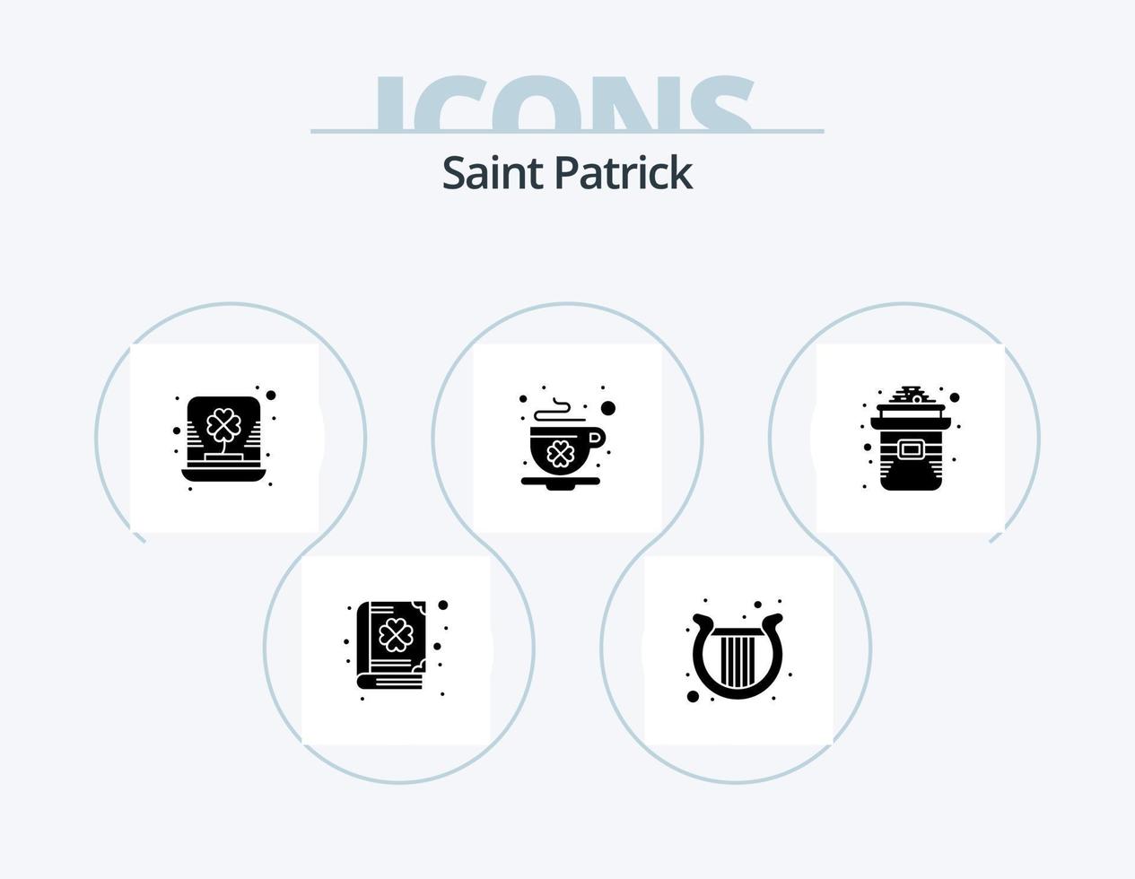 santo patrick glifo icona imballare 5 icona design. giorno. santo. giorno. tazza. trifoglio vettore