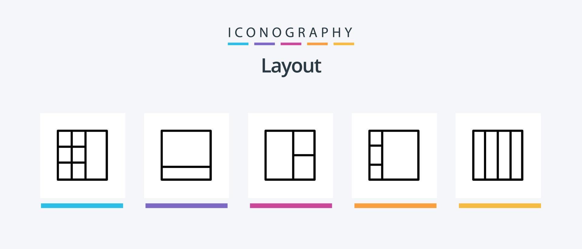 disposizione linea 5 icona imballare Compreso . wireframe.. creativo icone design vettore