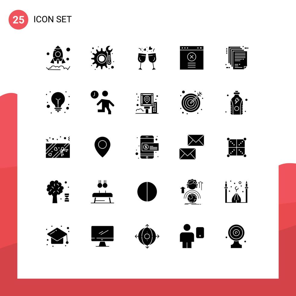 impostato di 25 moderno ui icone simboli segni per carta impresa architettura bevanda documento sito web modificabile vettore design elementi