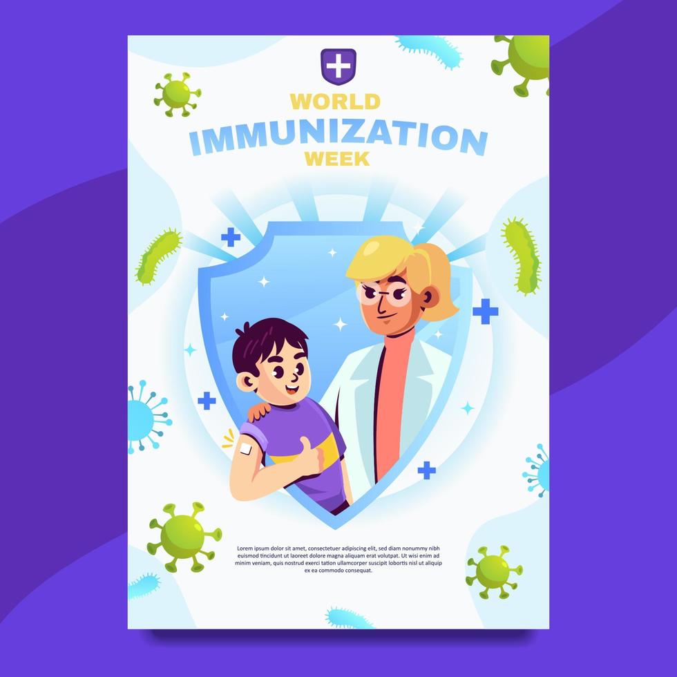 poster della settimana mondiale dell'immunizzazione vettore