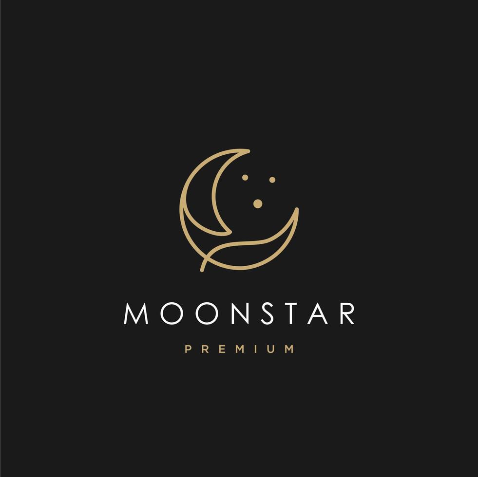 elegante mezzaluna Luna e stella logo design linea icona vettore nel lusso stile schema lineare