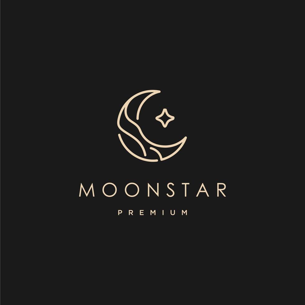 elegante mezzaluna Luna e stella logo design linea icona vettore nel lusso stile schema lineare