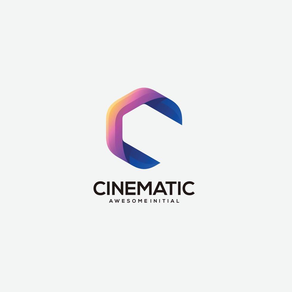 cinematico logo design pendenza colorato vettore