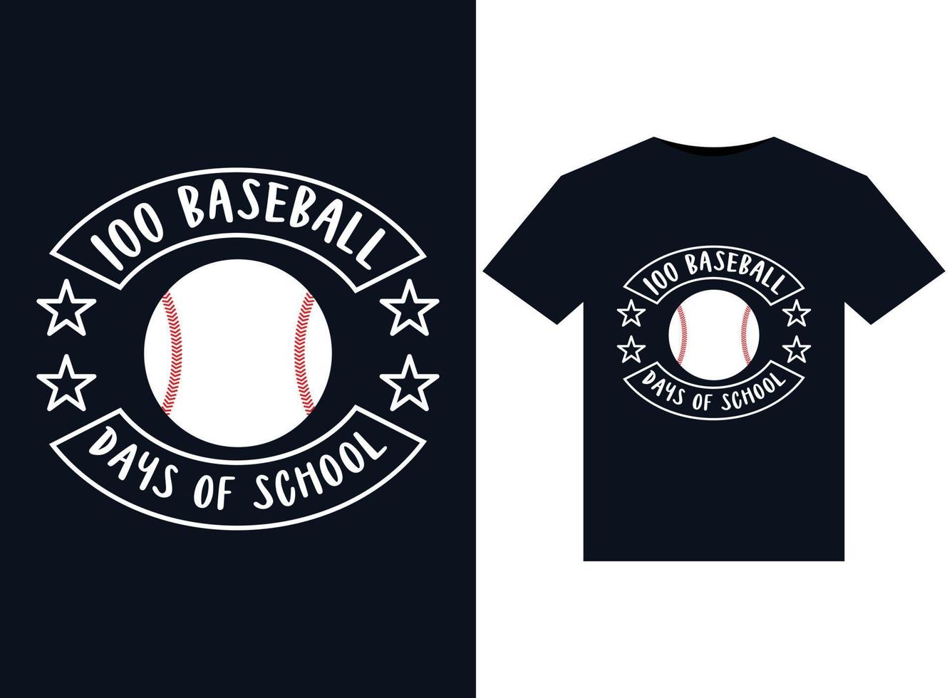 100 baseball giorni di scuola illustrazioni per pronti per la stampa magliette design vettore