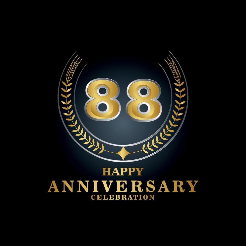 modello emblema 88 ° anni vecchio lussuoso anniversario con un' telaio nel il modulo di alloro rami e il numero . anniversario reale logo. vettore illustrazione design