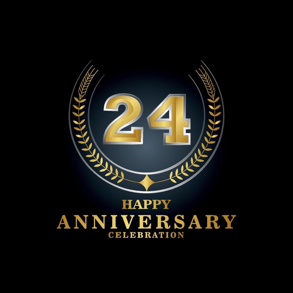 modello emblema 24 anni vecchio lussuoso anniversario con un' telaio nel il modulo di alloro rami e il numero . anniversario reale logo. vettore illustrazione design