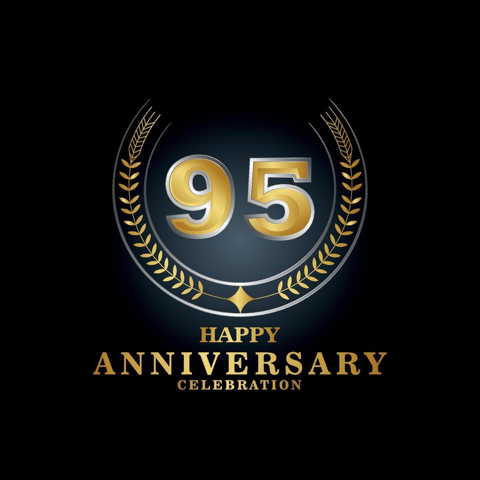 modello emblema 95 ° anni vecchio lussuoso anniversario con un' telaio nel il modulo di alloro rami e il numero . anniversario reale logo. vettore illustrazione design