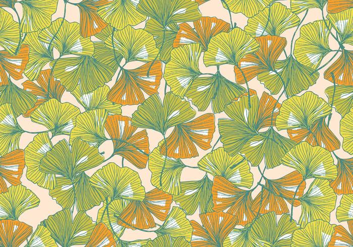 ginkgo seamless pattern vector