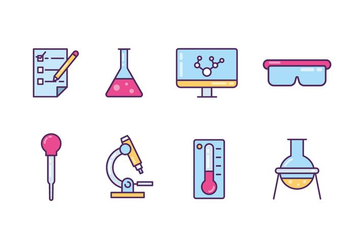 Icone degli oggetti di laboratorio vettore