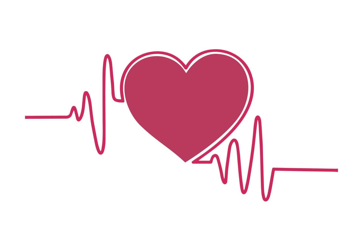 rosa battito cardiaco icona isolato su bianca sfondo. pulse nel il forma di un' cuore. cuore nel kawaii stile. vettore illustrazione.