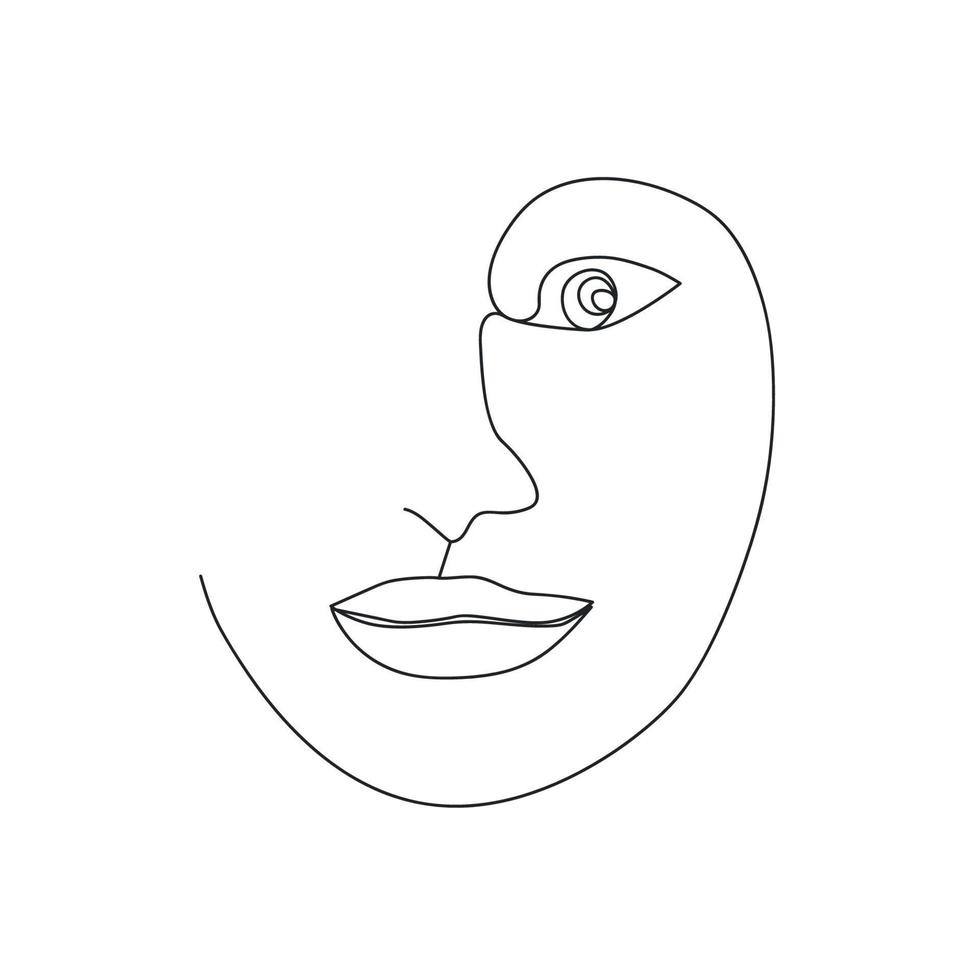 continuo linea, disegno di impostato facce e acconciatura, moda concetto, donna bellezza minimalista, illustrazione vettore