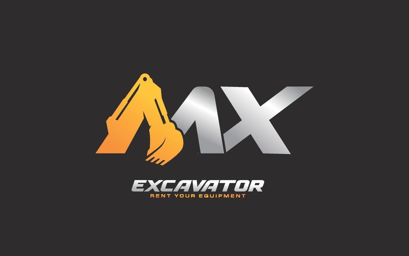 mx logo scavatrice per costruzione azienda. pesante attrezzatura modello vettore illustrazione per il tuo marca.