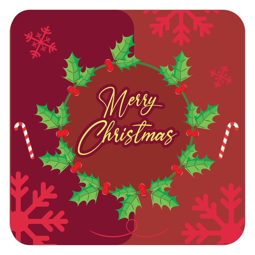 isolato etichetta con agrifoglio ornamenti e testo allegro Natale carta vettore illustrazione