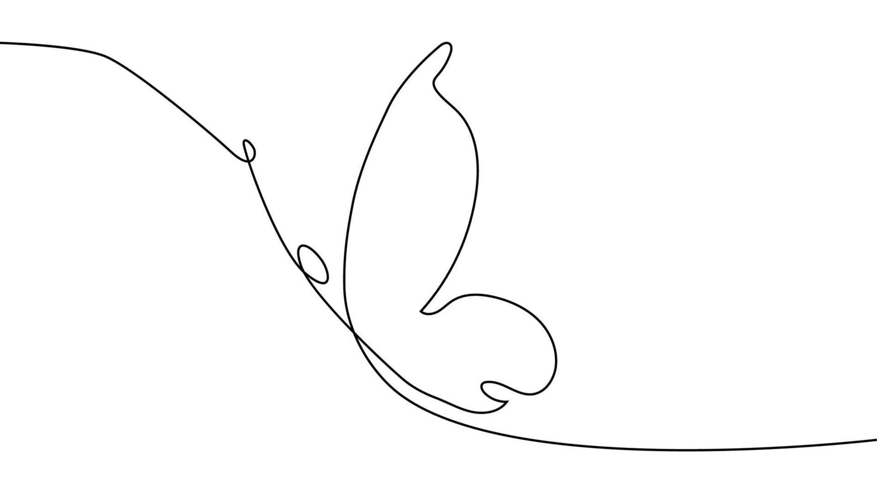 continuo uno linea disegno. volante farfalla logo. nero e bianca illustrazione. concetto per logo, carta, bandiera vettore