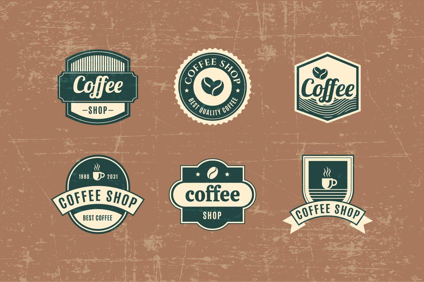 Vintage ▾ caffè posto logo con verde e beige colore vettore