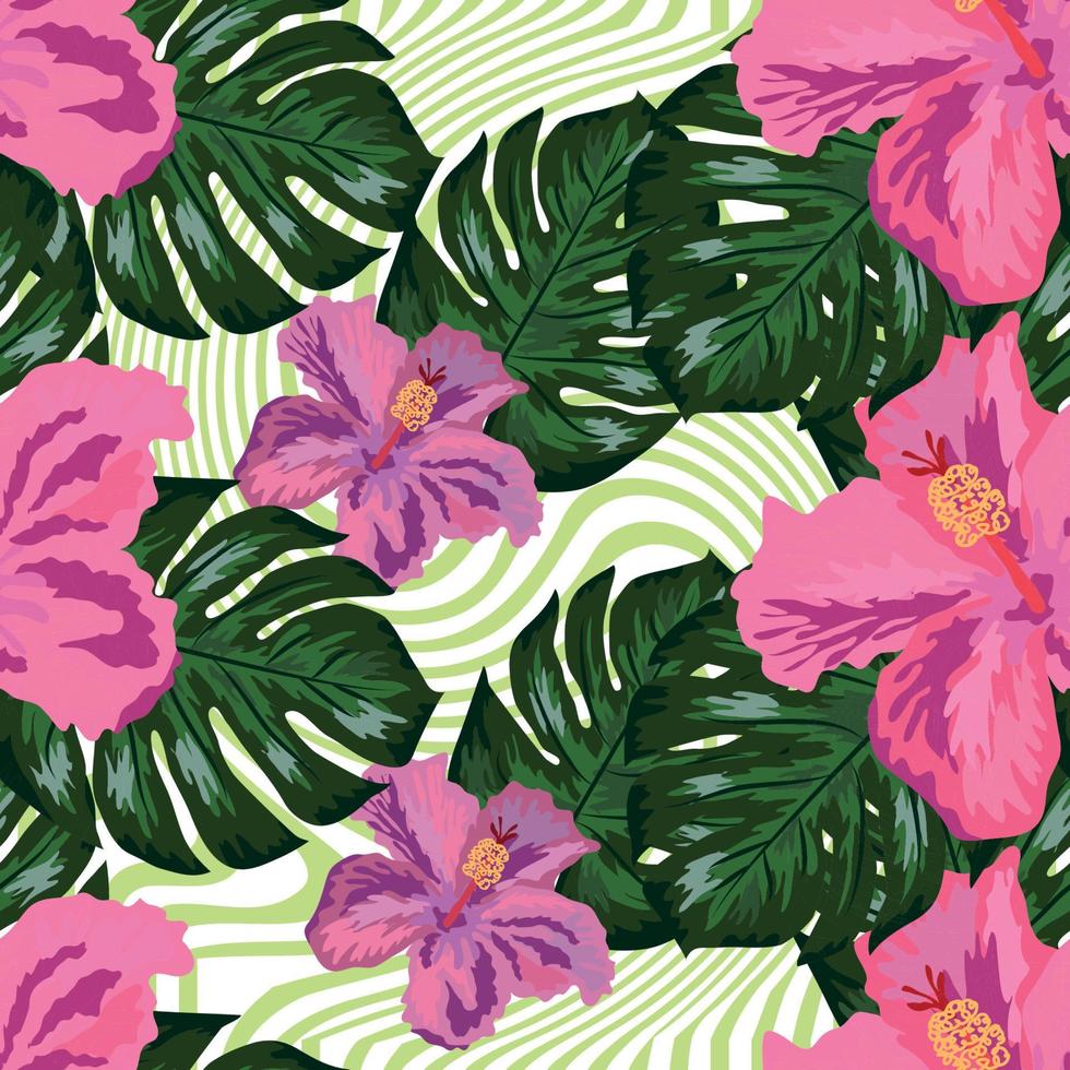 floreale esotico tropicale senza soluzione di continuità modello tropico hawaiano sfondo. botanico Stampa. moderno floreale sfondo vettore