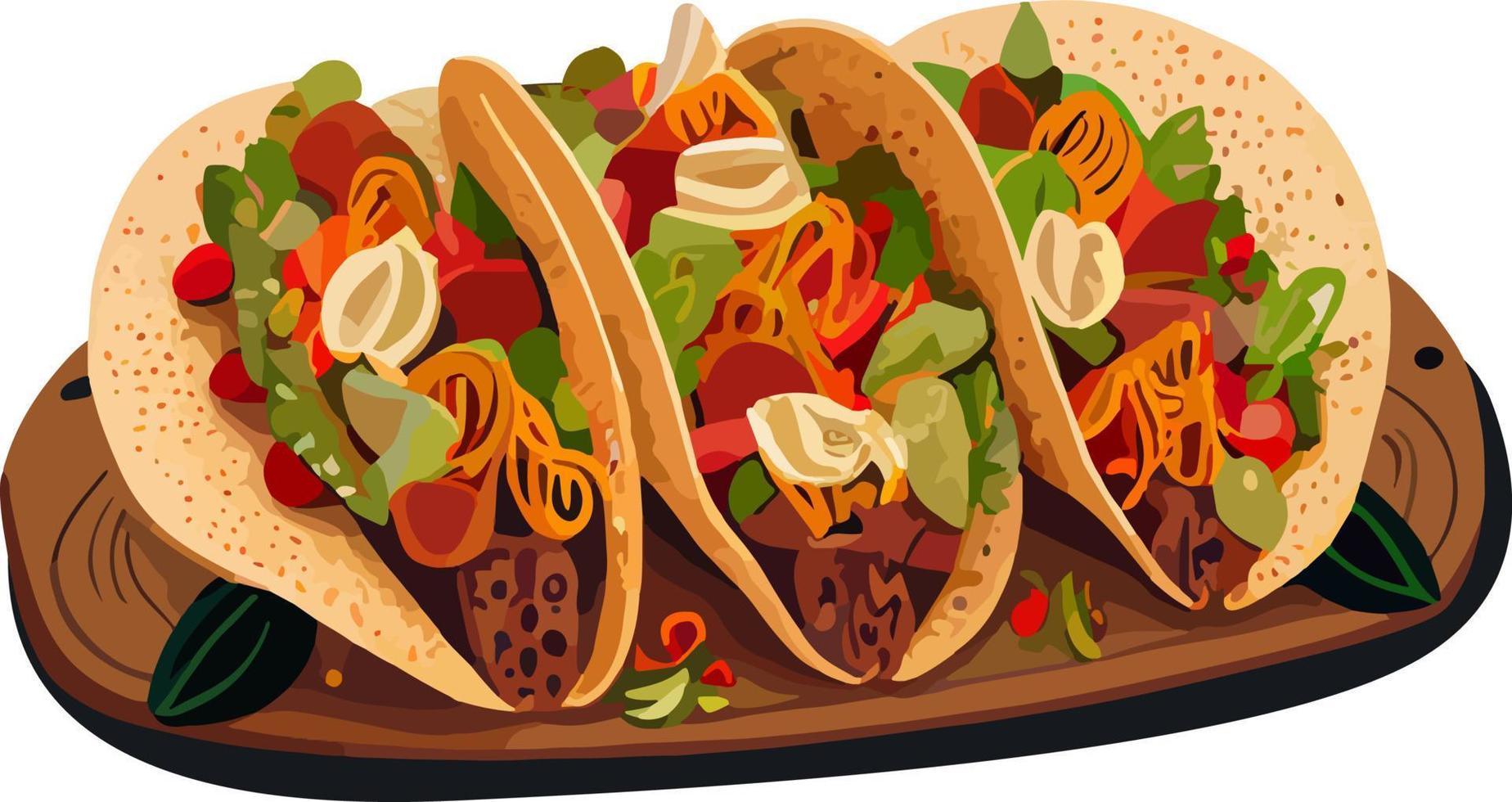 messicano tacos manifesto. per veloce cibo merenda e portare fuori menù vettore