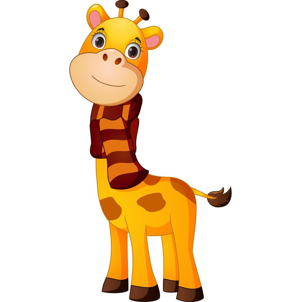 simpatica giraffa che indossa una sciarpa vettore